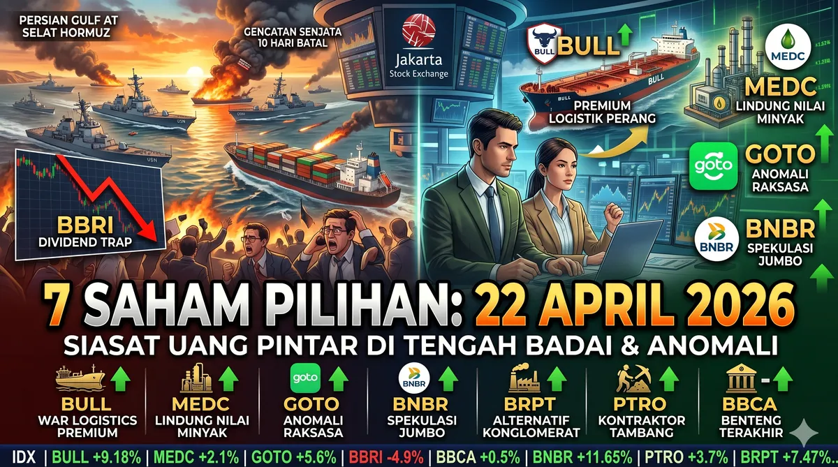 Rekomendasi 7 Saham 22 April 2026: Siasat Uang Pintar di Tengah Runtuhnya Gencatan Senjata dan Anomali Konglomerasi